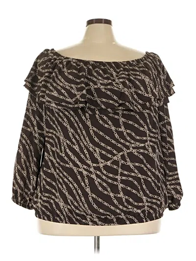 Michael Michael Kors Long Sleeve Blouse In Brown