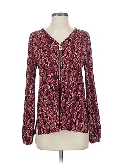 Pre-owned Michael Michael Kors Long Sleeve Blouse In Burgundy