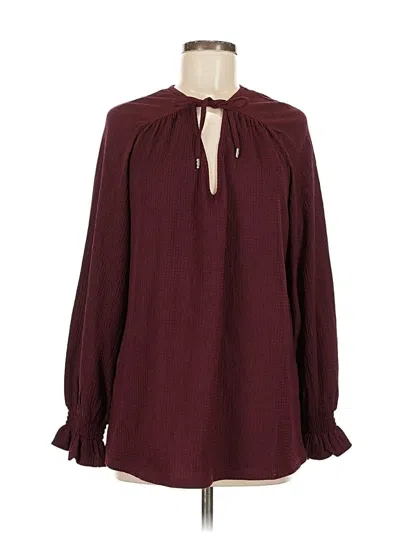Pre-owned Michael Michael Kors Long Sleeve Blouse In Burgundy