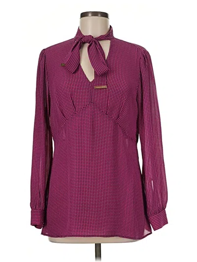 Pre-owned Michael Michael Kors Long Sleeve Blouse In Burgundy