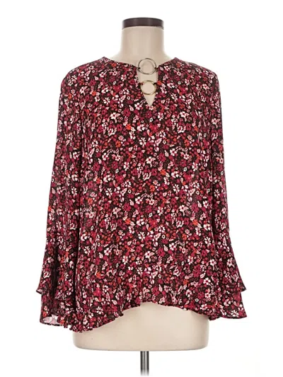 Pre-owned Michael Michael Kors Long Sleeve Blouse In Burgundy