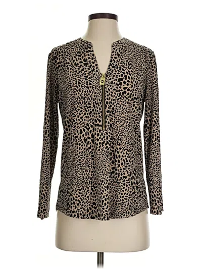 Pre-owned Michael Michael Kors Long Sleeve Blouse In Gold