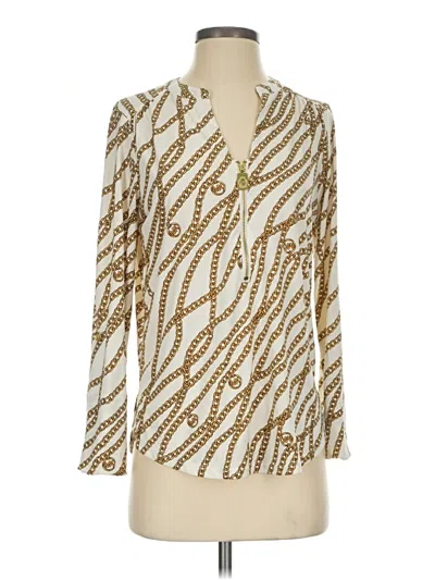 Pre-owned Michael Michael Kors Long Sleeve Blouse In Gold