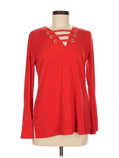 Pre-owned Michael Michael Kors Long Sleeve Blouse In Red