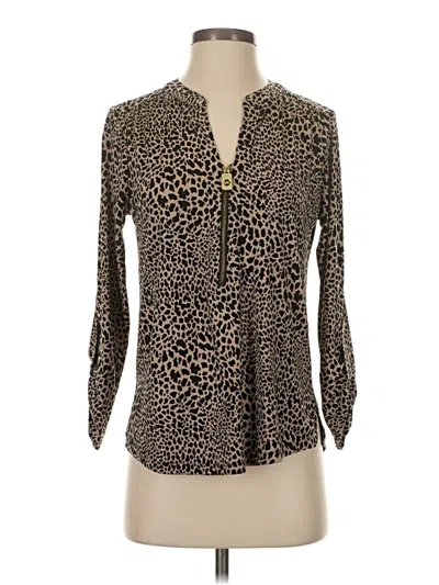 Pre-owned Michael Michael Kors Long Sleeve Henley Shirt In Brown