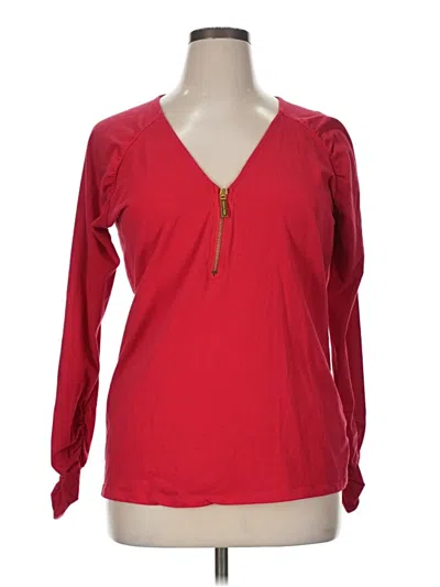 Pre-owned Michael Michael Kors Long Sleeve Henley Shirt In Red