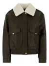 Michael Michael Kors Long-sleeve Shearling-collar Jacket In Brown