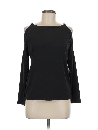 Pre-owned Michael Michael Kors Long Sleeve Top Black Cold Shoulder Neckline Tops