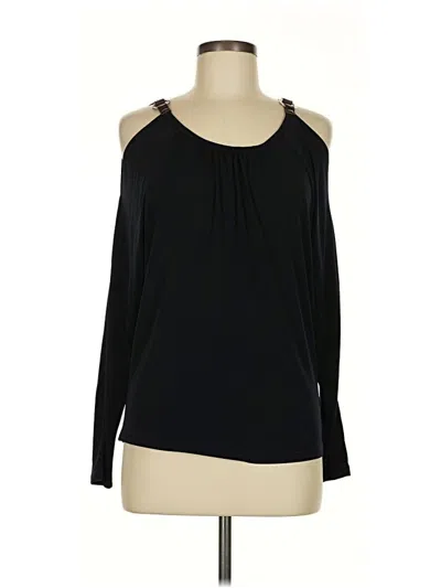 Pre-owned Michael Michael Kors Long Sleeve Top Black Cold Shoulder Neckline Tops