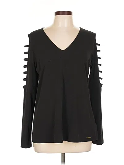 Pre-owned Michael Michael Kors Long Sleeve Top Black Cold Shoulder Neckline Tops