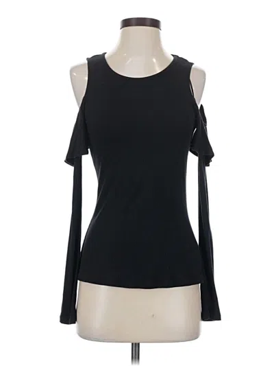 Pre-owned Michael Michael Kors Long Sleeve Top Black Cold Shoulder Neckline Tops
