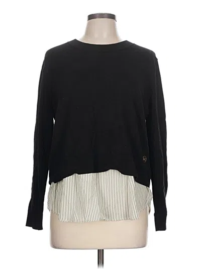 Pre-owned Michael Michael Kors Long Sleeve Top Black Crew Neck Tops