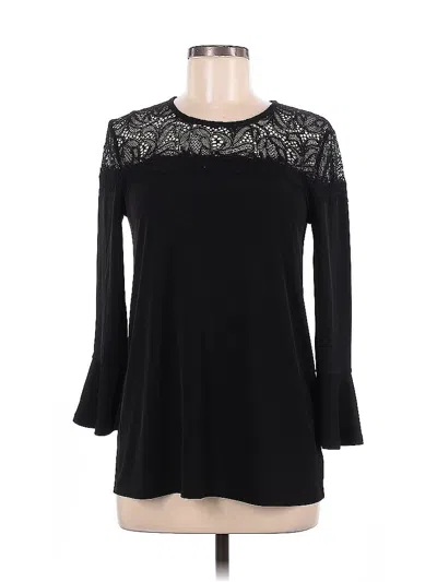 Pre-owned Michael Michael Kors Long Sleeve Top Black Keyhole Neckline Tops