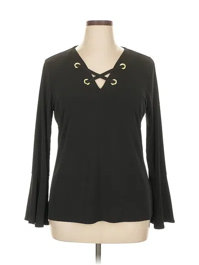 Pre-owned Michael Michael Kors Long Sleeve Top Black Keyhole Neckline Tops