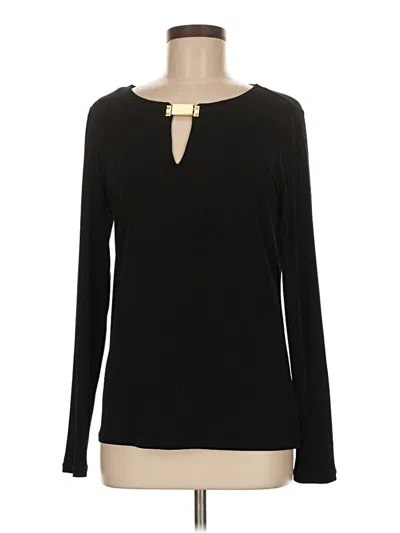 Pre-owned Michael Michael Kors Long Sleeve Top Black Keyhole Neckline Tops
