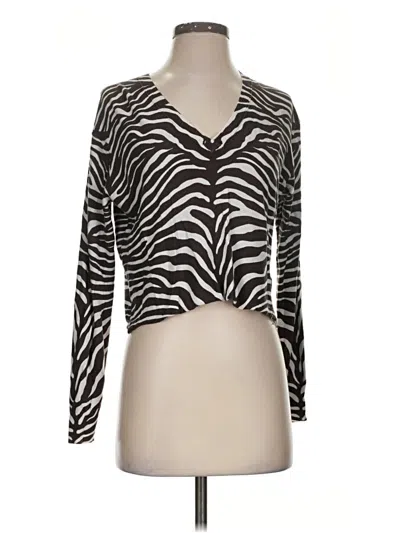 Pre-owned Michael Michael Kors Long Sleeve Top Black Plunge Neckline Tops