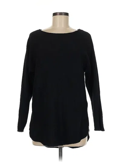 Pre-owned Michael Michael Kors Long Sleeve Top Black Solid Pattern Boatneck Tops