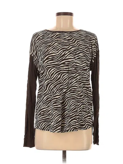 Pre-owned Michael Michael Kors Long Sleeve Top Brown Boatneck Tops