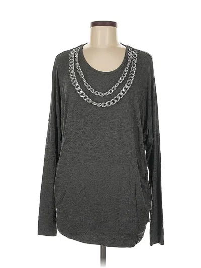 Pre-owned Michael Michael Kors Long Sleeve Top Gray Crew Neck Tops