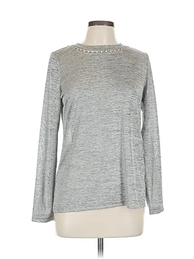 Pre-owned Michael Michael Kors Long Sleeve Top Gray Crew Neck Tops