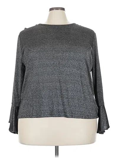 Pre-owned Michael Michael Kors Long Sleeve Top Gray Mock Neckline Tops