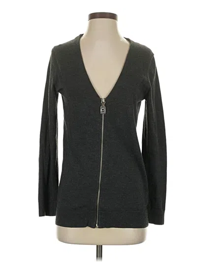 Pre-owned Michael Michael Kors Long Sleeve Top Gray Plunge Neckline Tops