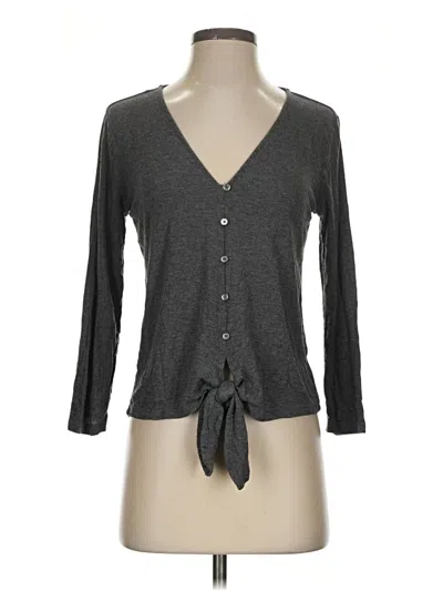 Pre-owned Michael Michael Kors Long Sleeve Top Gray Plunge Neckline Tops