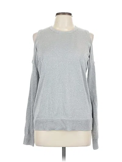 Pre-owned Michael Michael Kors Long Sleeve Top Gray Solid Pattern Cold Shoulder Neckline Tops