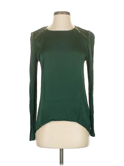 Pre-owned Michael Michael Kors Long Sleeve Top Green Keyhole Neckline Tops