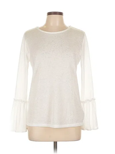 Pre-owned Michael Michael Kors Long Sleeve Top Ivory Crew Neck Tops In White