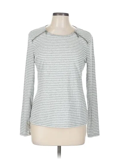 Pre-owned Michael Michael Kors Long Sleeve Top Silver Boatneck Tops