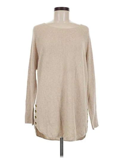 Pre-owned Michael Michael Kors Long Sleeve Top Tan Boatneck Tops