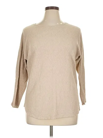 Pre-owned Michael Michael Kors Long Sleeve Top Tan Crew Neck Tops In Brown