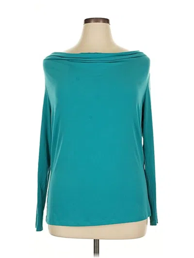 Pre-owned Michael Michael Kors Long Sleeve Top Teal Boatneck Tops In Blue