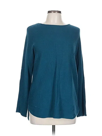 Pre-owned Michael Michael Kors Long Sleeve Top Teal Boatneck Tops In Blue