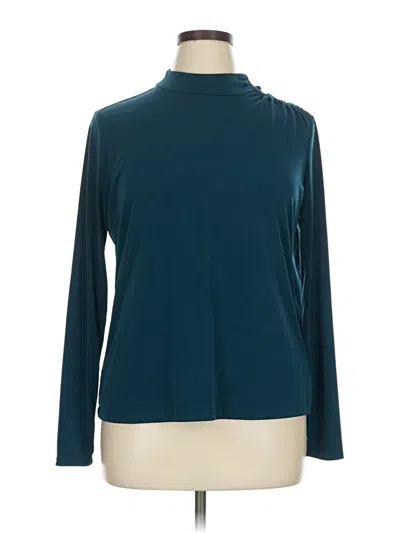 Pre-owned Michael Michael Kors Long Sleeve Top Teal Turtleneck Tops In Blue
