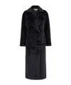 Michael Michael Kors Black Double-breasted Coat In Faux-fur Woman In Black