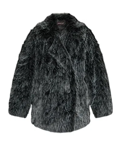 Michael Michael Kors Long-sleeved Fur Coat In Black