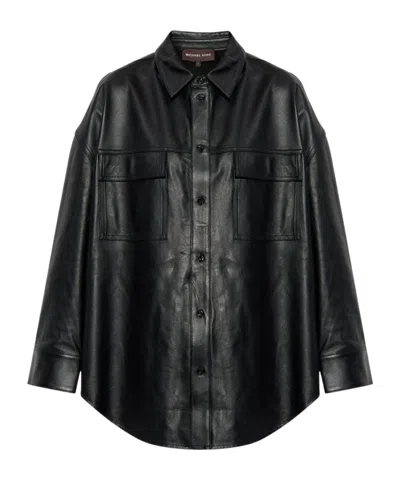 Michael Michael Kors Unisex Oversized Leather Shirt In Black