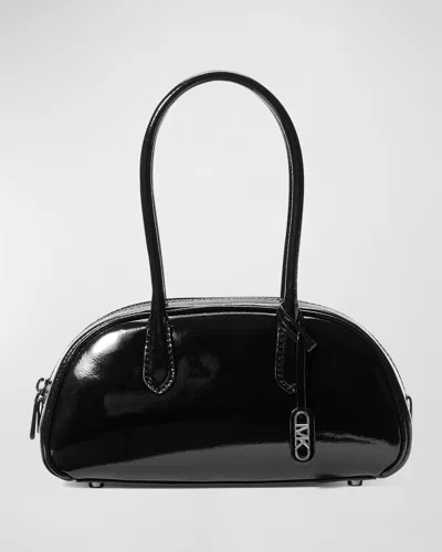 Michael Michael Kors Lulu Zip Leather Shoulder Bag In Black