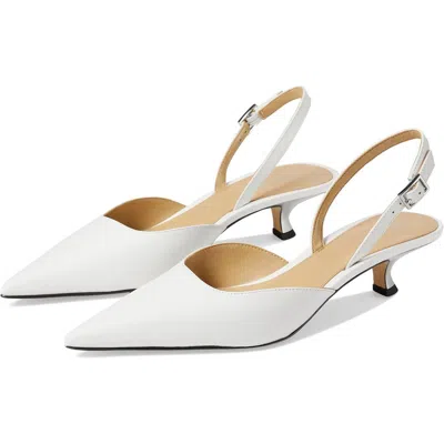 Michael Michael Kors Luna Kitten Sling Pump Womens Adjustable Leather Slingback Heels In White