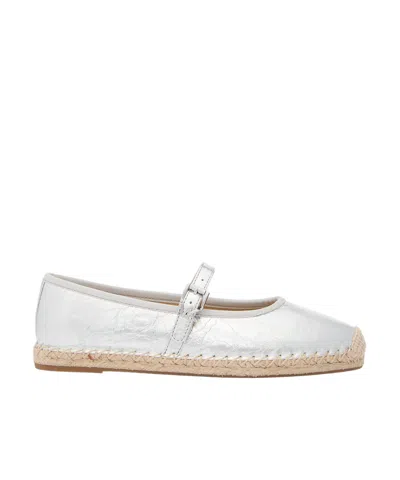 Michael Michael Kors Lynn Metallic Leather Ballet Espadrille In Silver