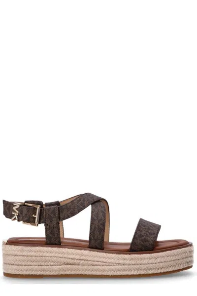 Michael Michael Kors Lynn Signature Logo Platform Espadrille Sandals In Black
