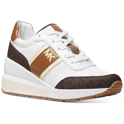 Michael Michael Kors Mabel Womens Faux Leather Casual And Fashion Sneakers In Brown