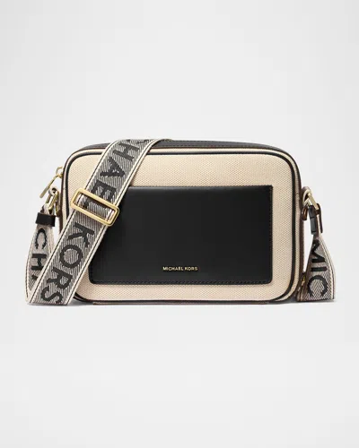 Michael Michael Kors Maeve Large Pocket Canvas Crossbody Bag In Black