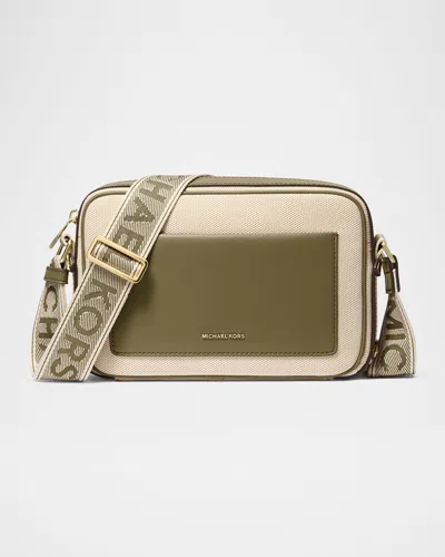 Michael Michael Kors Maeve Large Pocket Canvas Crossbody Bag In Safari Gre