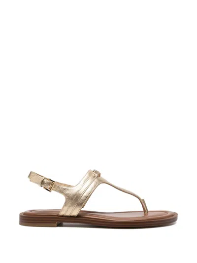 Michael Michael Kors Mandy T-strap Flat Sandals In Gold