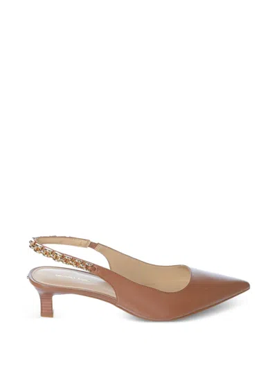Michael Michael Kors Marcia Chain-link Slingback Pumps In Brown
