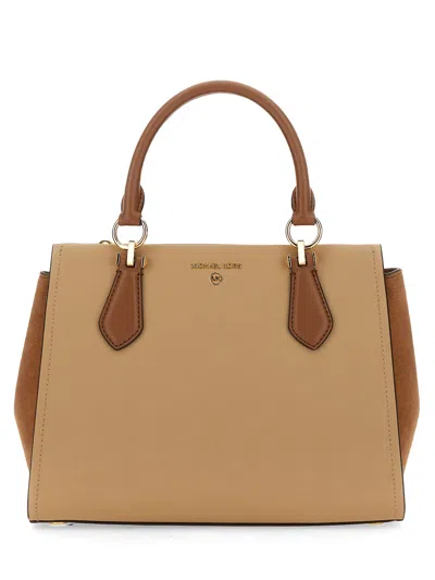 Michael Michael Kors Marilyn Medium Leather Satchel In Tan/brown