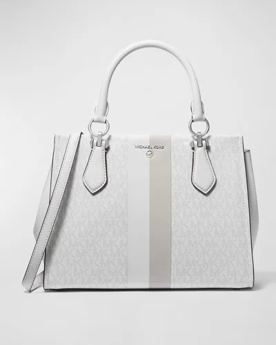 Michael Michael Kors Marilyn Medium Monogram Satchel Bag In White